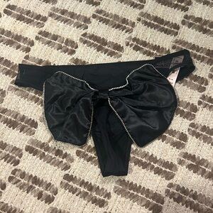 Victoria's Secret Black Satin Bow Thong